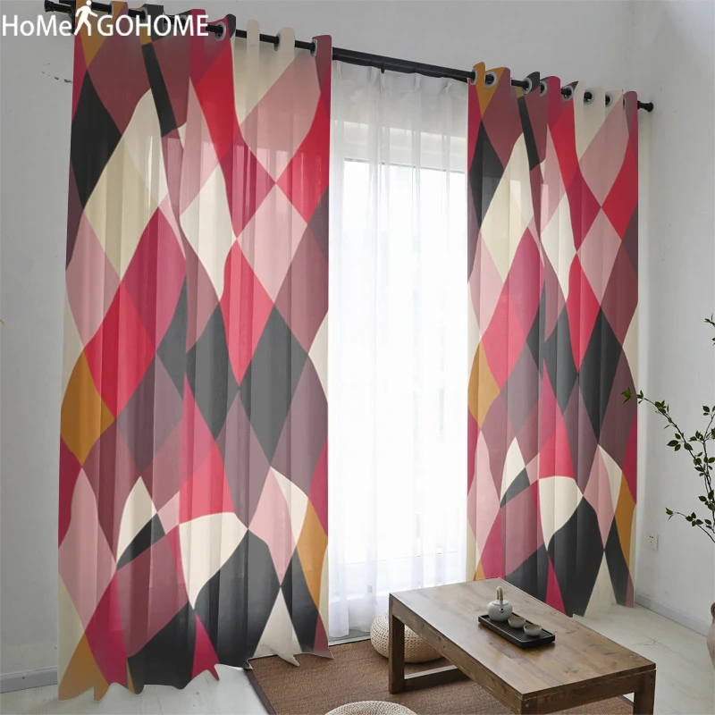 

Nordic Geometric Decoration 3D Tulle Curtains for Living Room Tulle Sheer Window Curtains Bedroom Modern cortinas para la sala