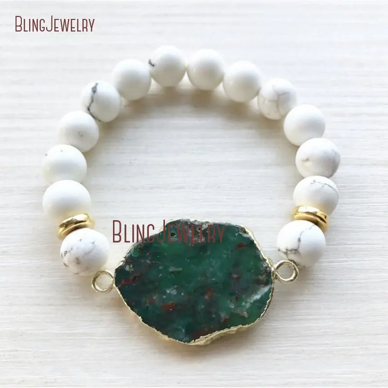 

Australian Jades Chrysoprase White Turquoise Gems Bead Bracelet BM26459