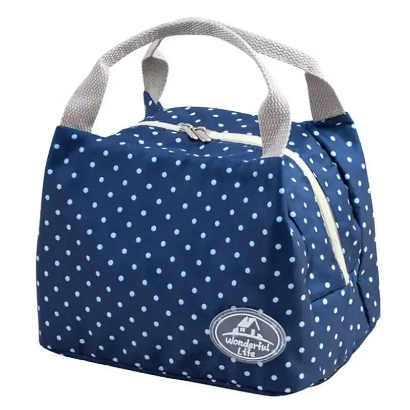 Полосатая переносная сумка для обеда в горошек, термоизолированная сумка для еды, сохраняющая тепло, сумка для обеда, сумка-тоут для девочки, Женская изоляционная сумка для обеда - Цвет: style 4