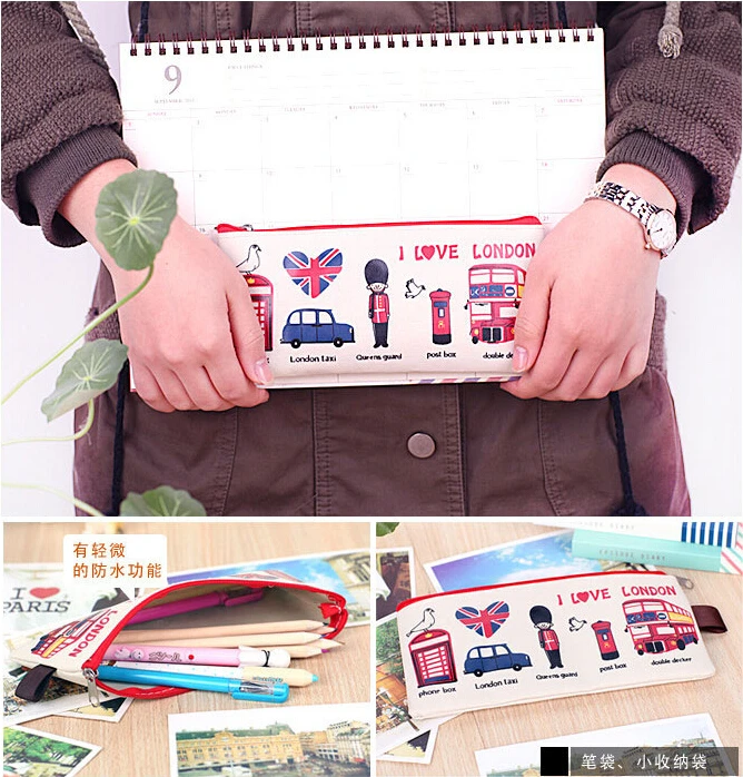 1 шт. Новые корейские школьные канцелярские принадлежности милые Kawaii солдат любовь Лондон креативный Холст сумка папка