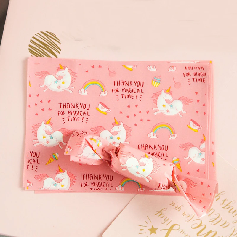 500 шт восковая упаковочная бумага для конфет обертки для шоколада Дети Единорог День Рождения Вечеринка Детский душ вечерние украшения