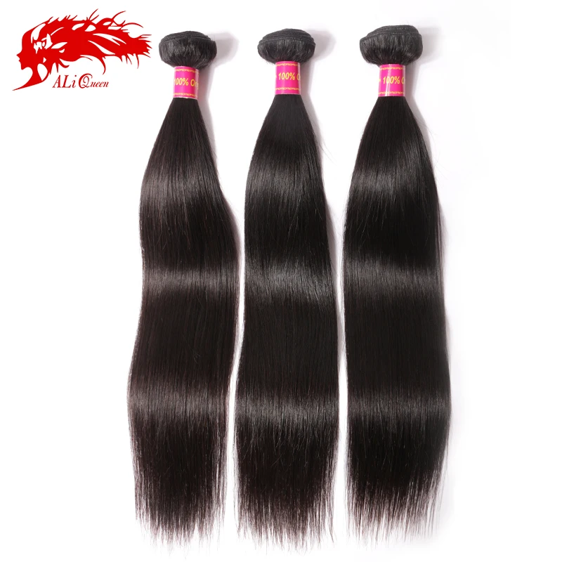 Ali Queen Hair Products Brazilian Virgin Straight Hair 3Pcs/Lot Virgin Human Hair Weave Bundles For Hair Salon Free Shipping Ali-Hair