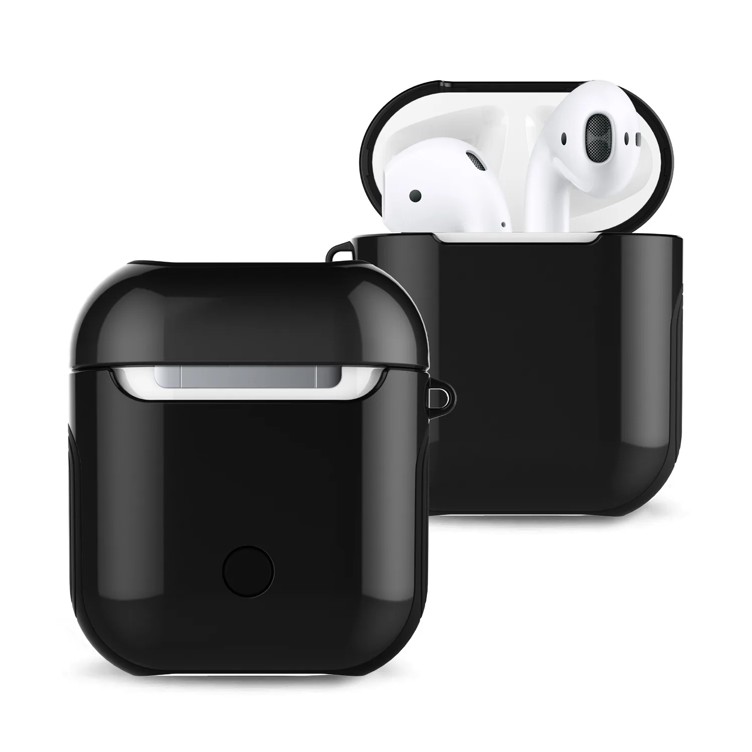 IKSNAIL для Apple Airpods 1 чехол для Bluetooth беспроводные наушники противоударный глянцевый защитный чехол для Air pods зарядная коробка - Цвет: Black