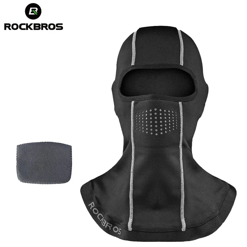 ROCKBROS الحرارية التزلج قبعات مريلة يندبروف وشاح للرقبة الاحماء الوجه قناع على الجليد الثلوج Wintrt دراجة نارية لل Cycing درع الرجال كاب