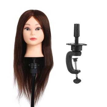 

26" Thick 100% Real Human Hair Practice Training Head with Clamp Holder Salon Hairdressing Dummy Head Mannequin Head Model