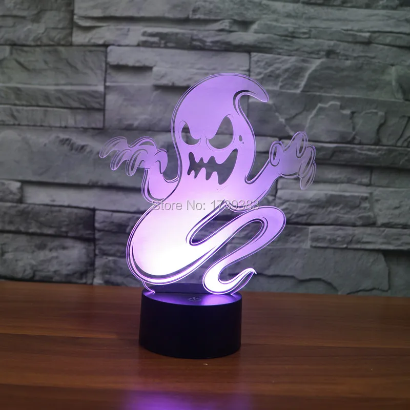 

Color changing Flashing touch sensor control Hallowmas Evil Ghost Arcylic 3D USB LED Phantom table Lamp LED Specter Night Light