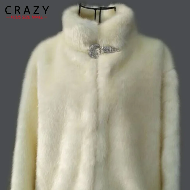 Новая мода S-6XL X-long 90 см Искусственный мех пальто размера плюс женские зимние черные тонкие из искусственного меха норки куртки большого размера верхняя одежда пальто - Цвет: WLZK-SY-white