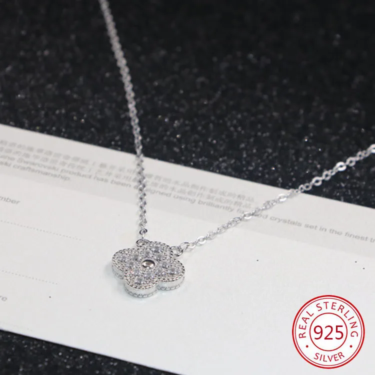 

S925 sterling silver necklace five flowers white mother-of-pearl fashion lucky four-leaf clover shape to send lover gift jewelry