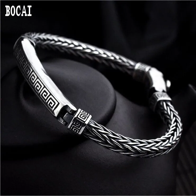

100% real S925 silver embossed hand-woven bracelet personality,men and women new fashion Thailand silver bracelet