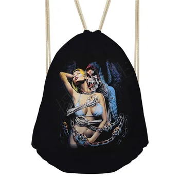 

ThiKin Cool Men's Backpack Casual Unisex Travel Softback Fashion Retro Printing Skull School Bag Ladies Drawstring Backpack