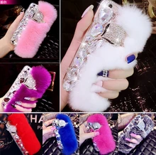 Big diamond Real rabbit fur hard cover case For SamsungS3 S4 S5 S6EPLUS S7E S8P N3 N4 5 Top quality Luxury bling Rhinestone Case