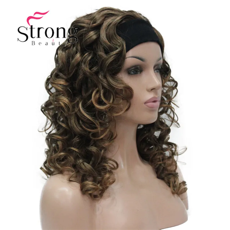 5985 #248T130 new 34 wig with headband Black Brown Copper mix curly women's 20 synthetic wig (3)
