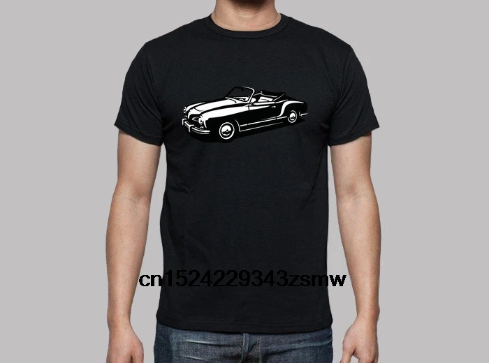 

100% Cotton O-neck Custom Printed Tshirt Men T shirt Karmann ghia convertible car 14 Women T-Shirt