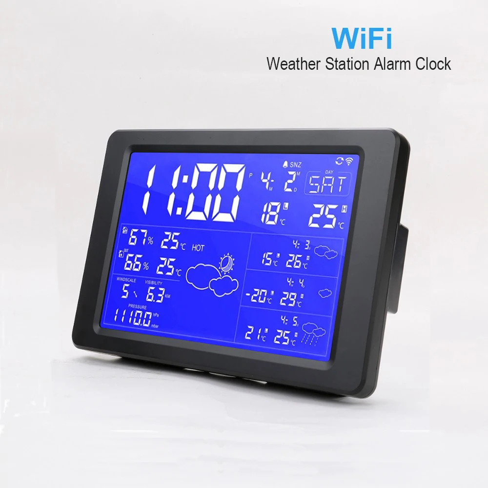 

New Smart WiFi Weather Station Alarm Clock With Backlight Digital Clock Desktop Clock Support Weather Forecast For Next 3 days