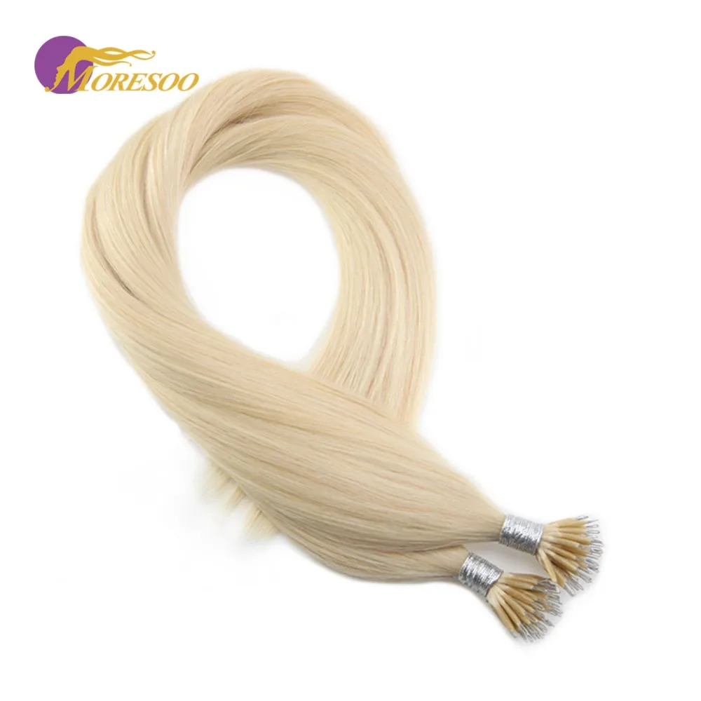 

Moresoo Hair Micro Nano Ring Bleach Blonde Color #613 100% Real Remy Human Pre-bonded Hair Extensions 0.8g/s 50Pieces