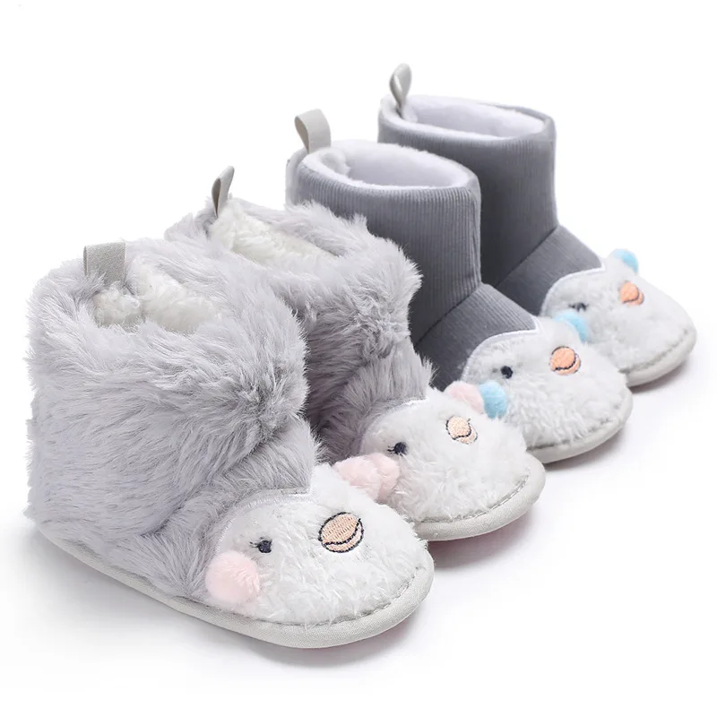 Зимняя детская обувь для детей 0-1 лет с героями мультфильмов; бархатная теплая обувь с мягкой подошвой; обувь для малышей