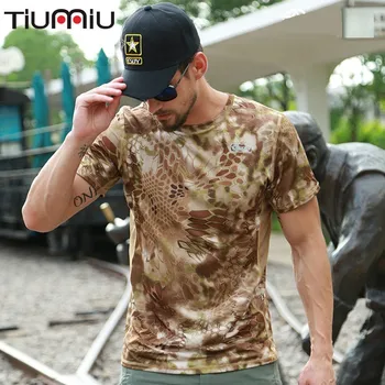 

Assault Tactics Short Sleeve Hygroscopicity Sweat Breath Exercise Fitness Python Camouflage T-shirt Men Army Askeri Malzeme