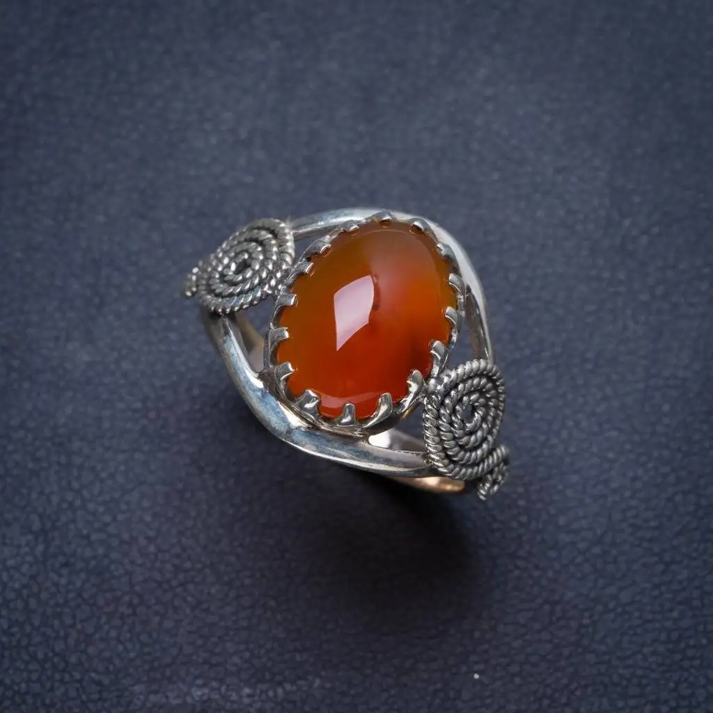 

Natural Carnelian Handmade Unique 925 Sterling Silver Ring 8.25 Y4010