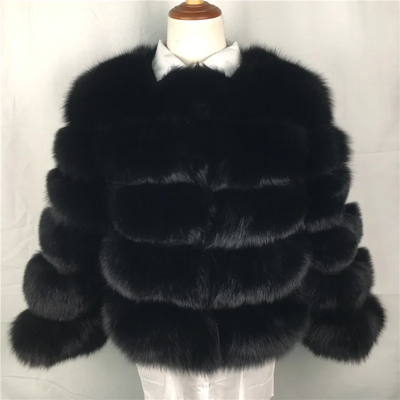 YZ FUTURE New Arrival Women Luxury Real Fox Fur Coat Winter Jackets Fur Jacket Top Quality Outerwear Genuine Fur Coats - Цвет: Black