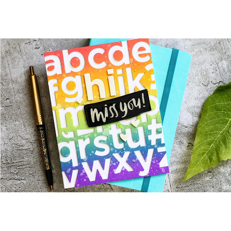 

Tablet Metal Cutting Dies New Stencils for DIY Scrapbooking DIY Paper Cards Crafts Making Fun Decoration Word "miss you!''