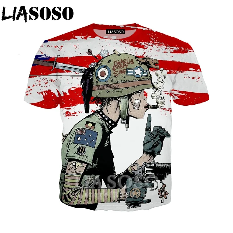 

LIASOSO Summer New Fashion Men Women Sweatshirt 3D Print Cartoon Tank Girl T Shirt Short Sleeve Top Round Neck Pullover A271