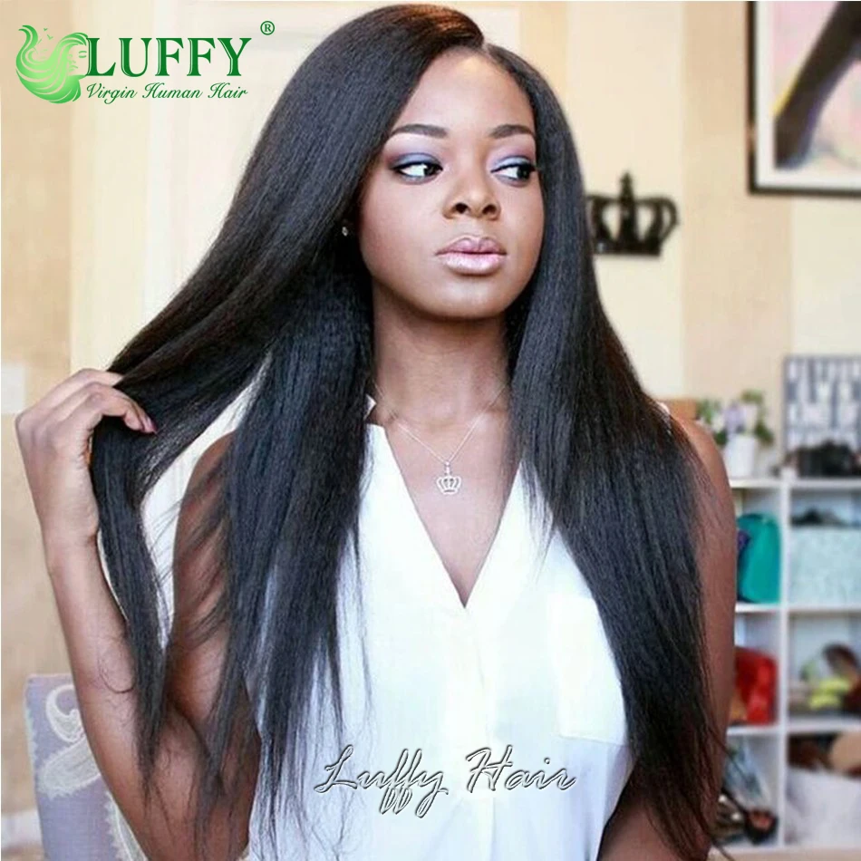Light Yaki Wig Brazilian Virgin Hair Italian Yaki Straight Full Lace