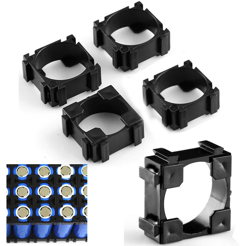 100pcs 18650 Battery Cell Holder Black Plastic Safety Spacer Batteries Radiating Shell Storage Bracket 22X22mm