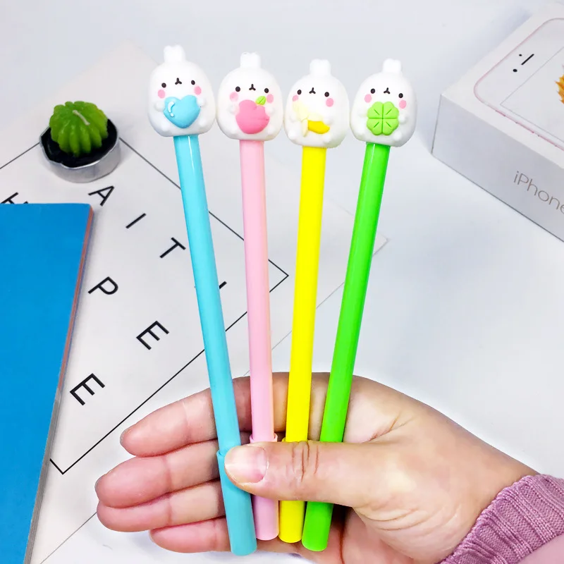 2 pcs/lot Kawaii molang Cartoon Rabbit Gel Pen Ink Pen Promotional Gift Stationery School& Office Supply