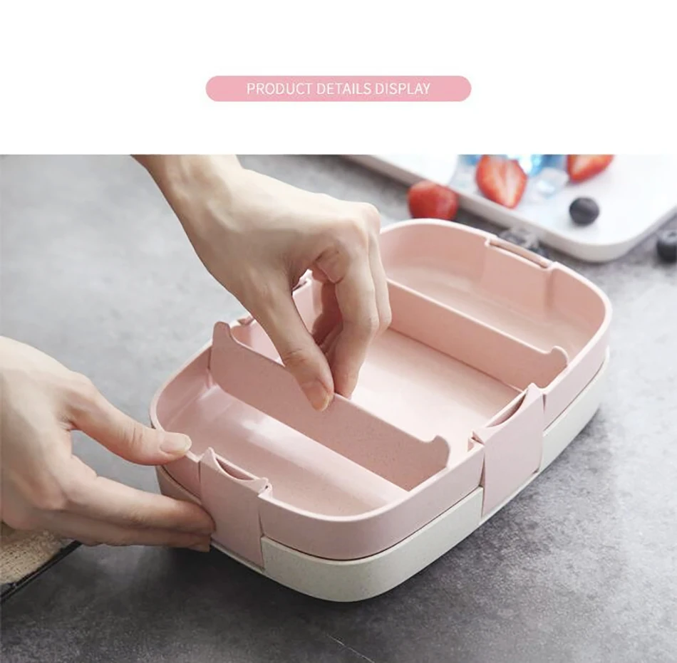 ONEUP пшеничная соломенная коробка для обеда для детей 1500 мл Bento box с отделениями портативный контейнер для еды с столовой