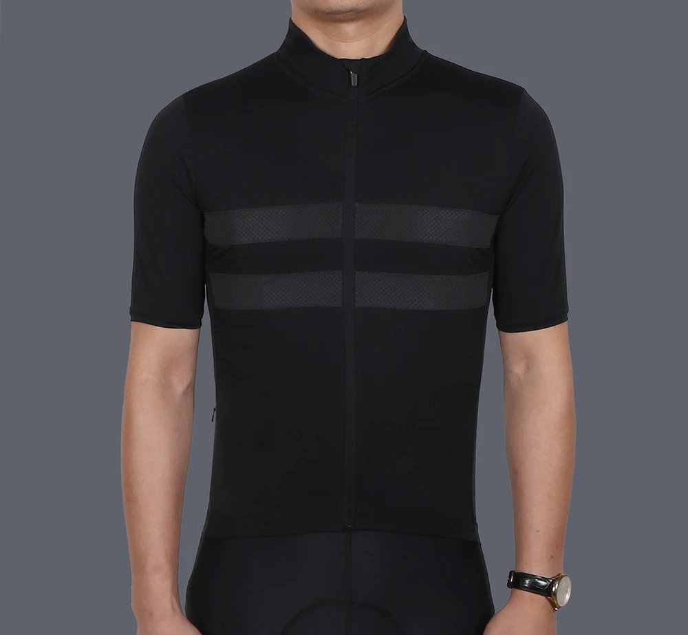 SPEXCEL сезон коммитирующий дизайн полный черный отражающий Велоспорт Джерси короткий рукав средний вес для всех длительных поездок - Цвет: Black