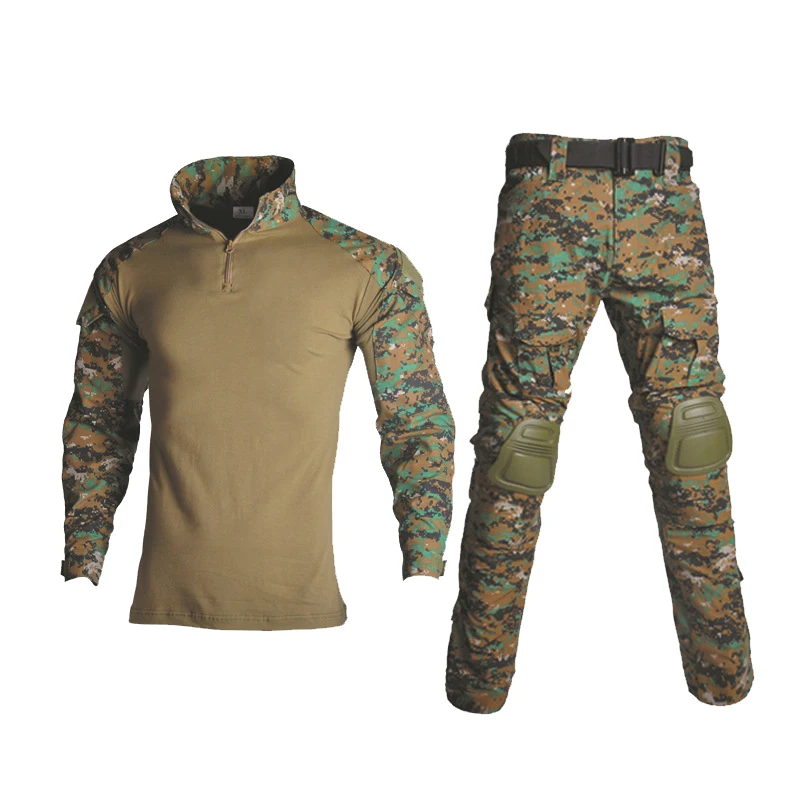 Тактическая камуфляжная военная форма, костюм для мужчин, армейская одежда США, военная боевая рубашка, брюки-карго с накладками 3XL BY218 - Цвет: Digital jungle