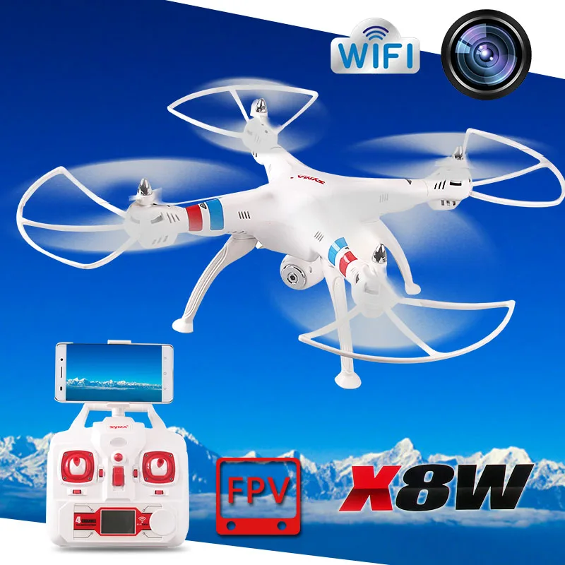 Buy Cheap Free shipping 50cm 2.4G Syma X8W RC Drone Quadcopter with FPV WIFI 2MP camera Remote control helicopter with 2000mAh bettery