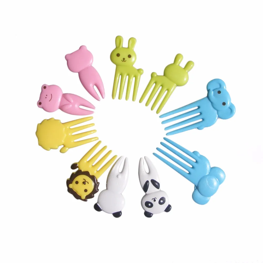 New 10pcs/set Original Easy Cleaned Children Fruit Fork Animal Farm Cartoon Mini Fruit Toothpick Home Decoration Small Ornaments