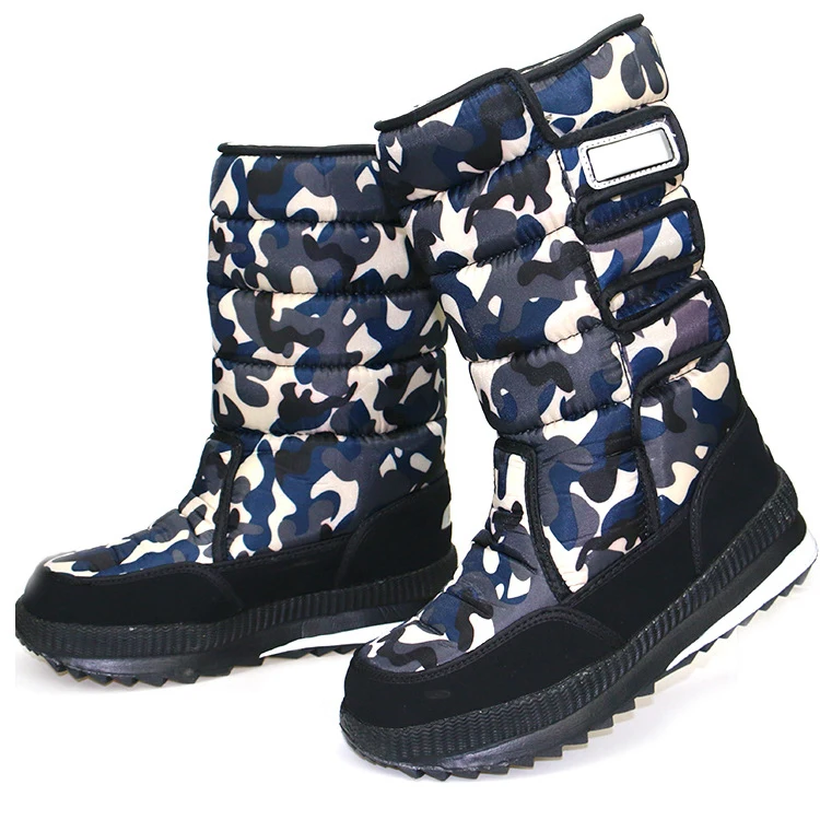 Зимние сапоги г., Брендовые женские зимние сапоги обувь для мам Нескользящие Водонепроницаемые гибкие женские модные повседневные сапоги размера плюс - Цвет: Camouflage Gray