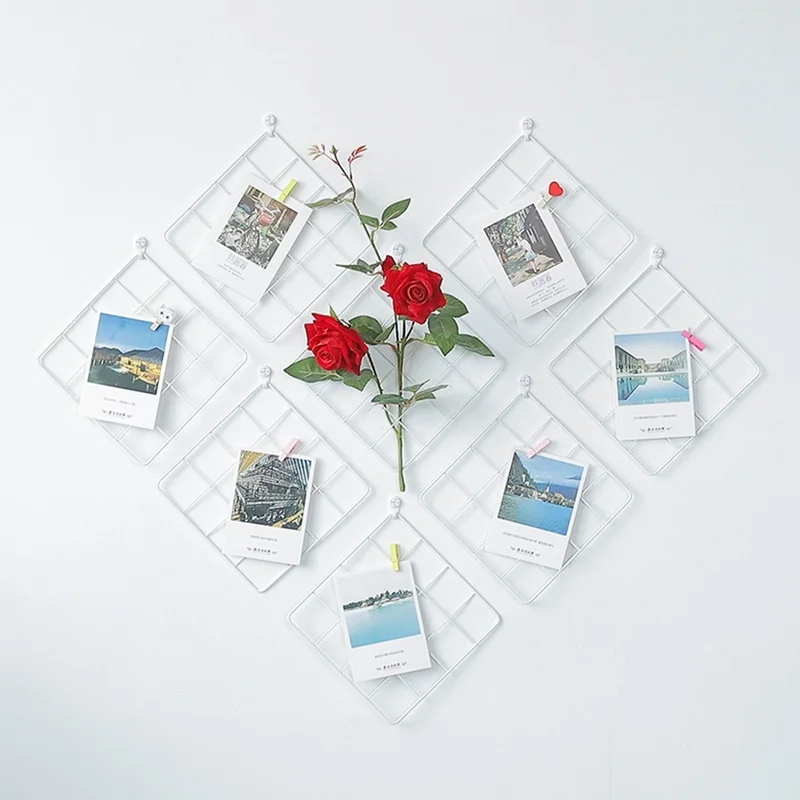 Скандинавском стиле металлическая железная сетка настенные фотографии Рамка для открыток стеллаж для хранения дома спальни DIY украшения