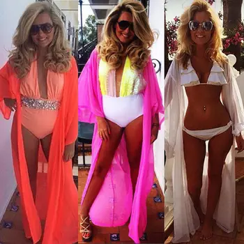 

New Summer Women Sexy Chiffon Long Dress Sarong Pareo Beach Bikini Swimwear Long Loose Dresses