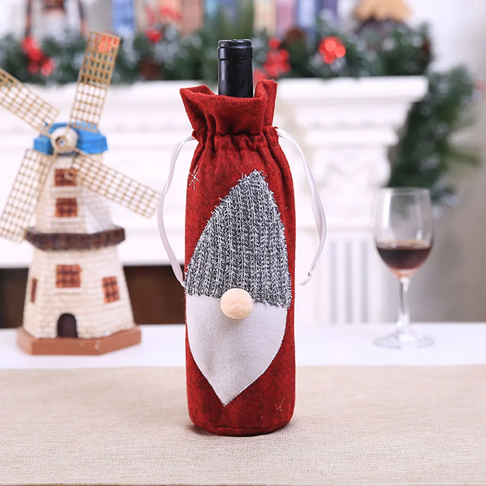 OLOEY Санта подарок сумки Рождественская бутылка вина Обложка сумка для звавечерние ужина Декор Рождество подарки год продукты - Цвет: Насыщенный сапфировый