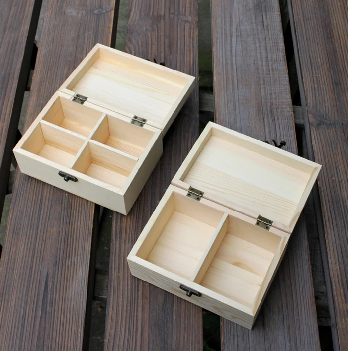 small wooden box with divider
