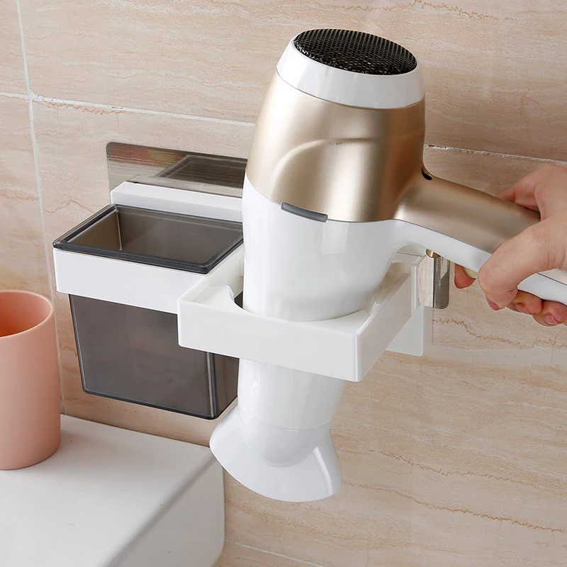 الحمام الحائط مجفف الشعر تخزين الرف غير أثر مشط مستحضرات التجميل حامل المنظم البلاستيك دعم مربع الاكسسوارات الإمدادات