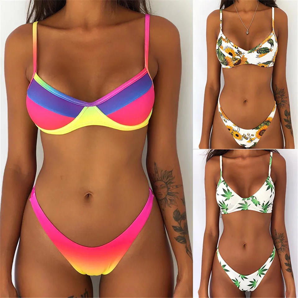 

Sexy Brazilian Bikini Set 2019 Solid Swimwear Women High Cut Bathing Suit Summer Beach Wear Female Low Waist Swimsuit Biquini