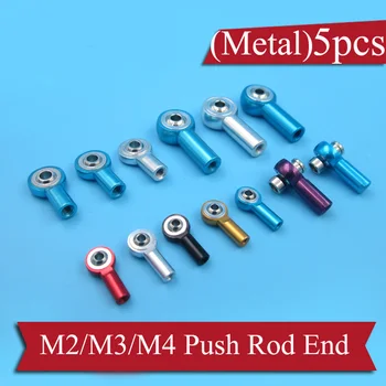 

5PCS Metal Connecting Rod End M2 M3 M4 Thread Push Head Colorful Adjuster Center Aperture 2mm/3mm for RC Boat/Car Model