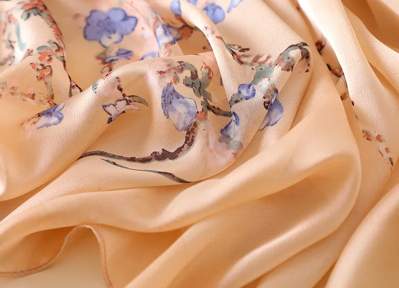 Роскошный бренд Ван Гог Картина маслом шелковая шаль шарф женский абрикосовый Цветочный Шелковый Тюрбан головной Хиджаб Женский шарф