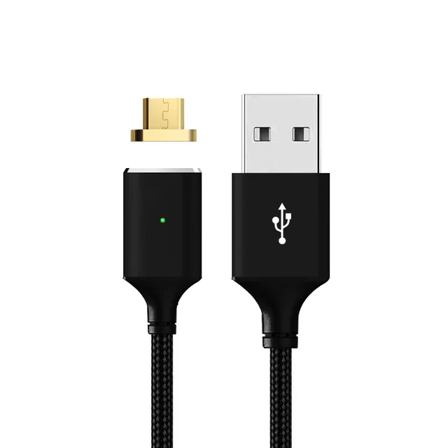 Магнитный USB кабель с нейлоновой оплеткой кабель для быстрой зарядки для htc M9 M9+ htc jne mini M4 G23 G15 Магнитный быстрой зарядки Android USB кабель для передачи данных - Цвет: Black