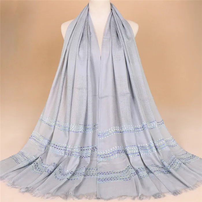 Женская длинная шаль с кисточками, модный шарф, хлопковый мусульманский хиджаб