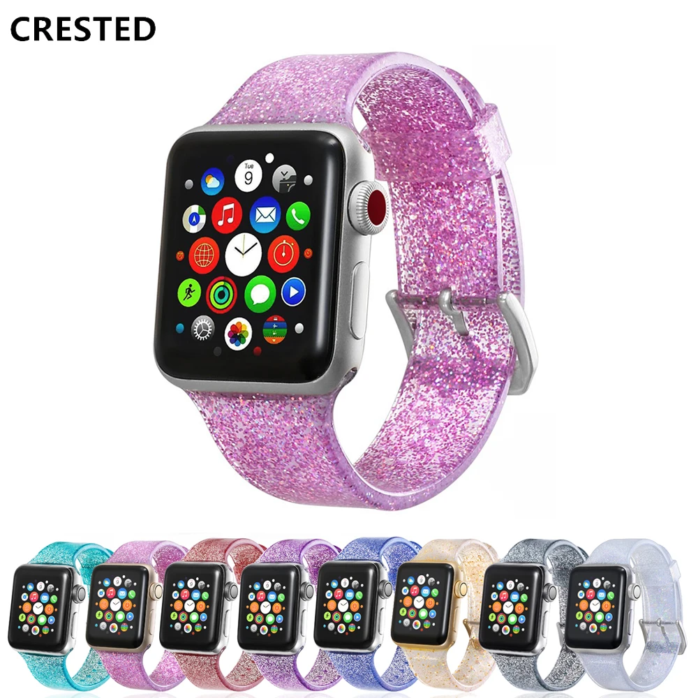 

CRESTED Strap for Apple Watch Band correa Apple Watch 42mm 38 mm 44mm 40mm iwatch series 4/3/2/1 Silicone Bracelet watchband 42