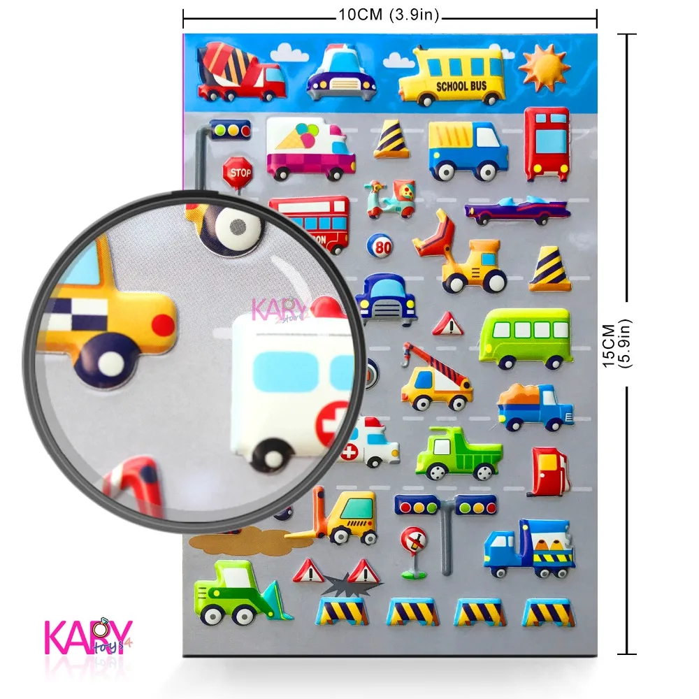 

Taxi Truck Car Heavy Industrial Engineering Vehicles Bus Bubble Stickers Scrapbooking Learning Emoji Reward Kids Toys Children
