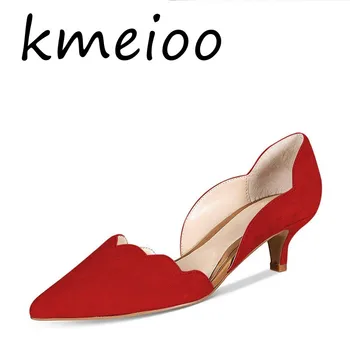 

Kmeioo US Size 5-15 Women Shoes D'Orsay Pumps Pointed Toe Kitten Heels Slip-on Suede Med Heel Shoes Formal Dress Office Shoes