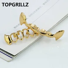 TOPGRILLZ позолоченный хип хоп ЗУБЫ половина Клыка Тонкий Топ Grillz полый Клык нижний набор грили