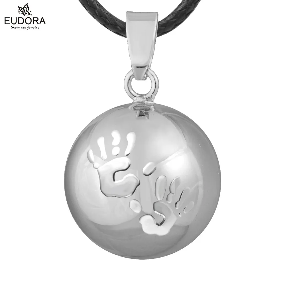 Eudora, серебряное ожерелье с подвеской в виде колокольчика для рук ребенка, подвеска в виде мяча для беременных, подвеска в виде ангела для женщин, лучший подарок для мамы - Окраска металла: N14NB172