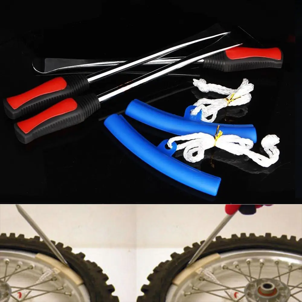 BBQ @ FUKA 3 x 타이어 레버 도구 숟가락 오토바이 자전거 타이어 철 변경 제거 + 2 x 휠 림 프로텍터 노란색